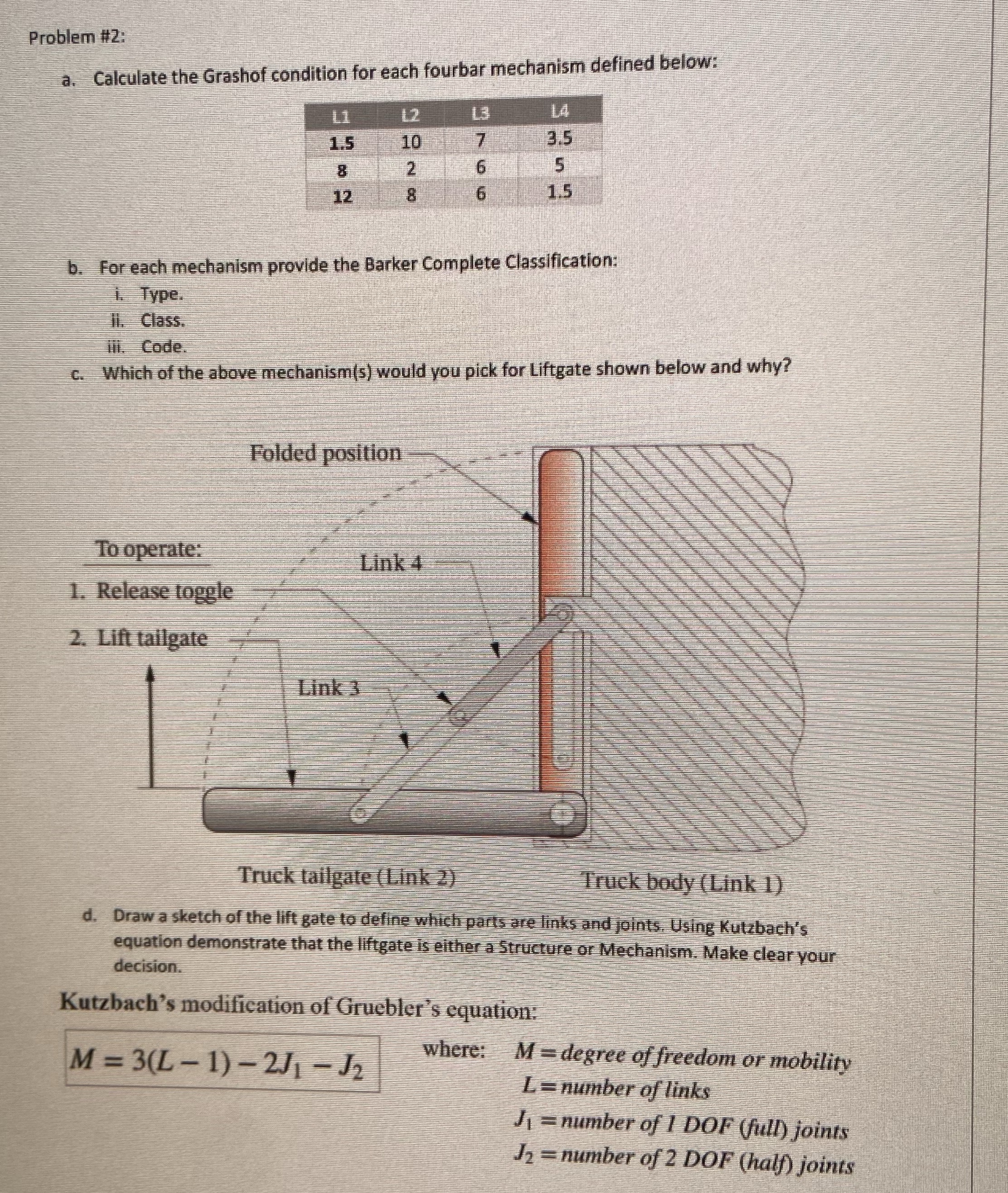Problem# 2 : a . Calculate the Grashof condition