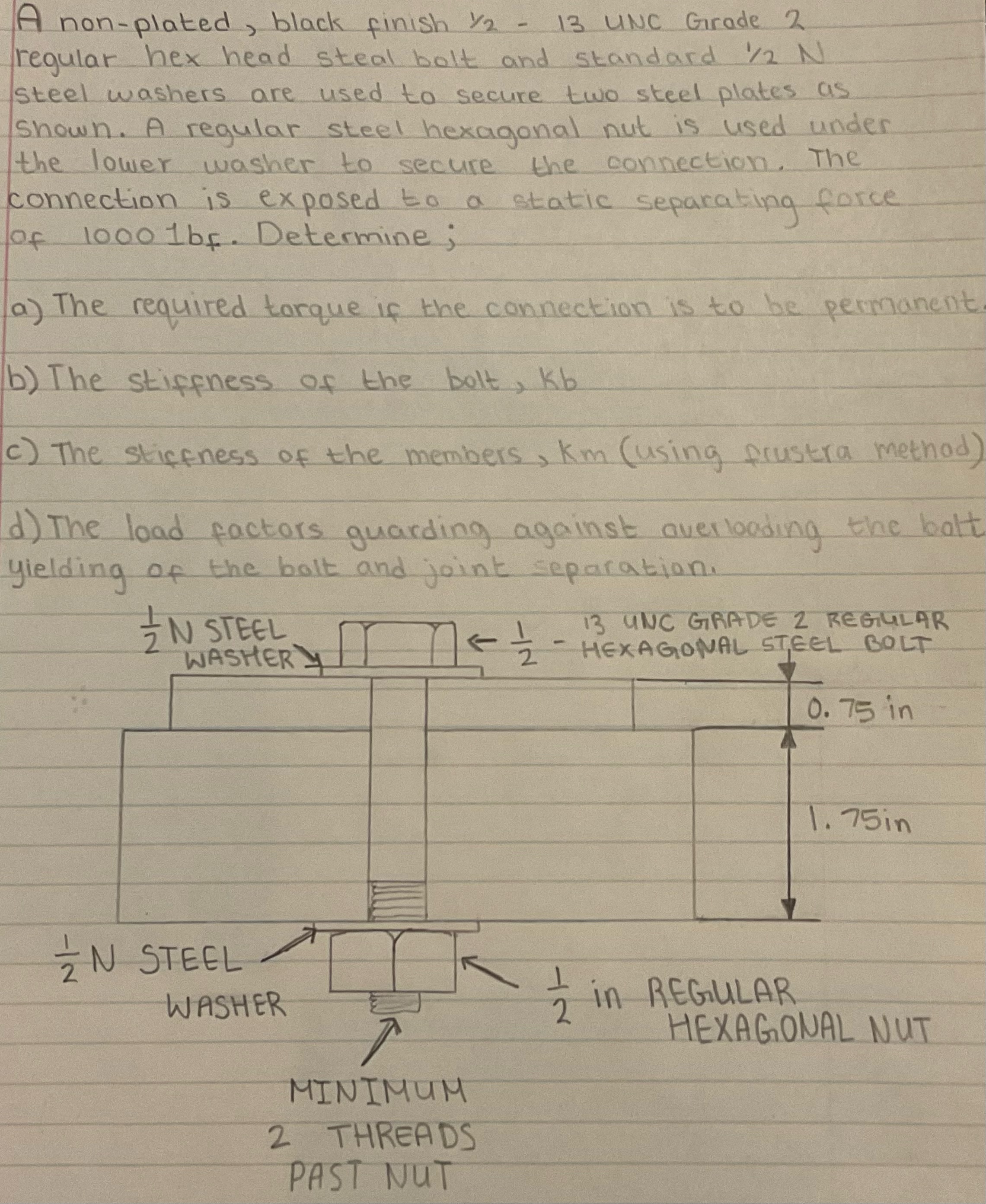 A non - plated, black finish 1 2 - 1 3 UNC Grade