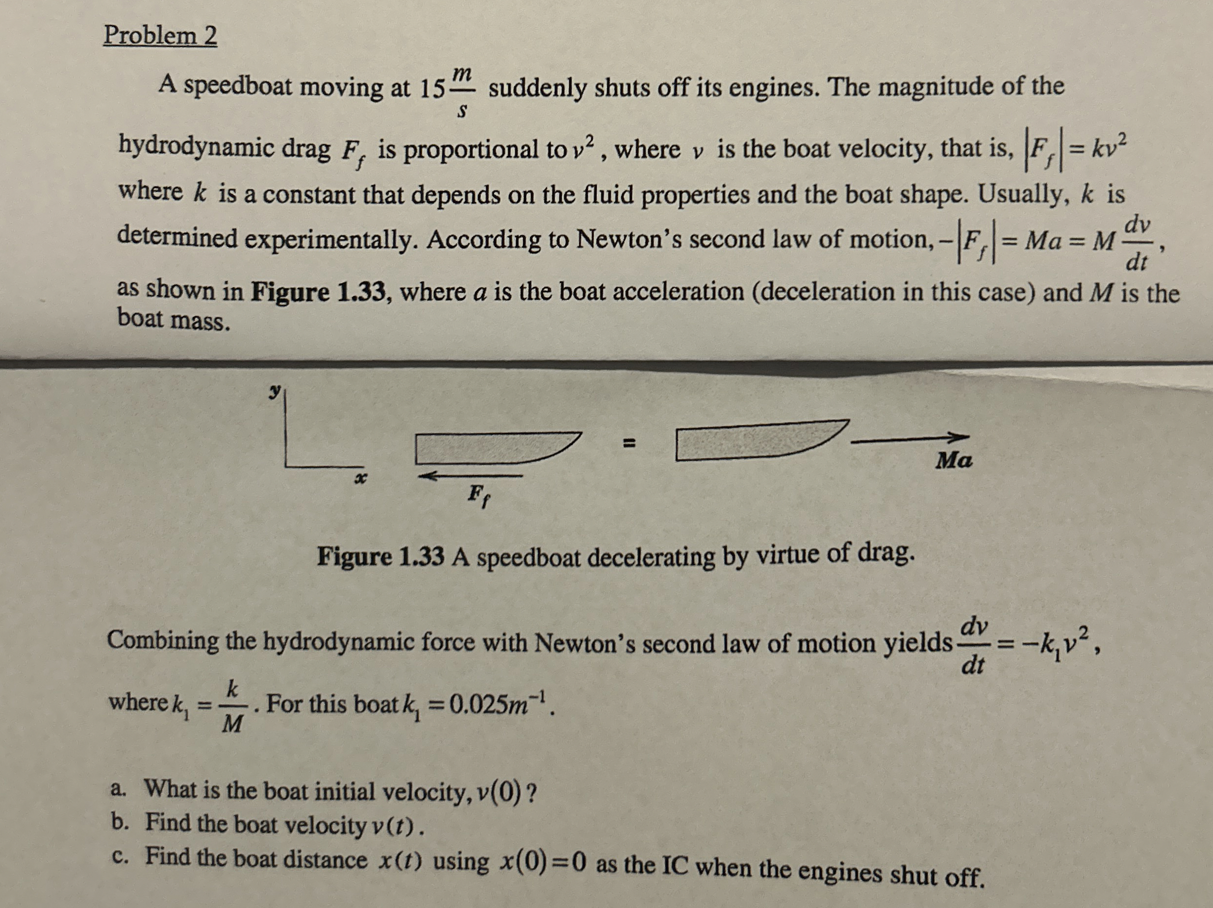 Figure 1 . 3 3 A speedboat decelerating by virtue