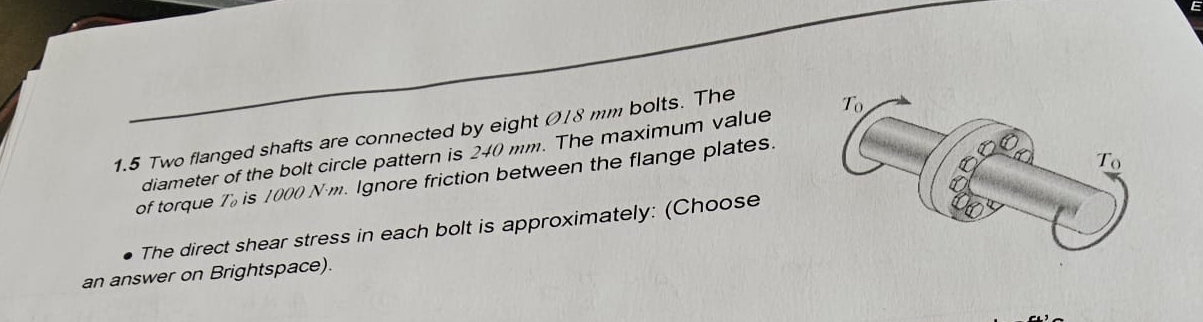 1 . 5 Two flanged shafts are connected by eight O