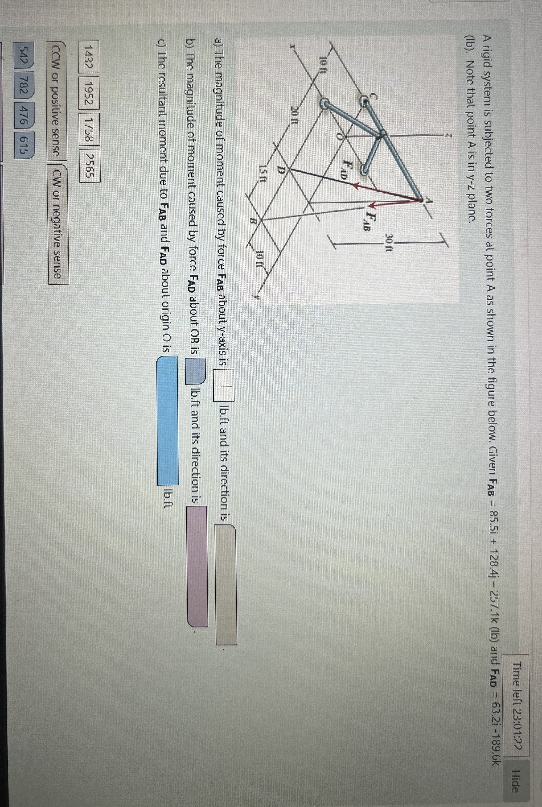 Time left 2 3 : 0 1 : 2 2 Hide A rigid system is