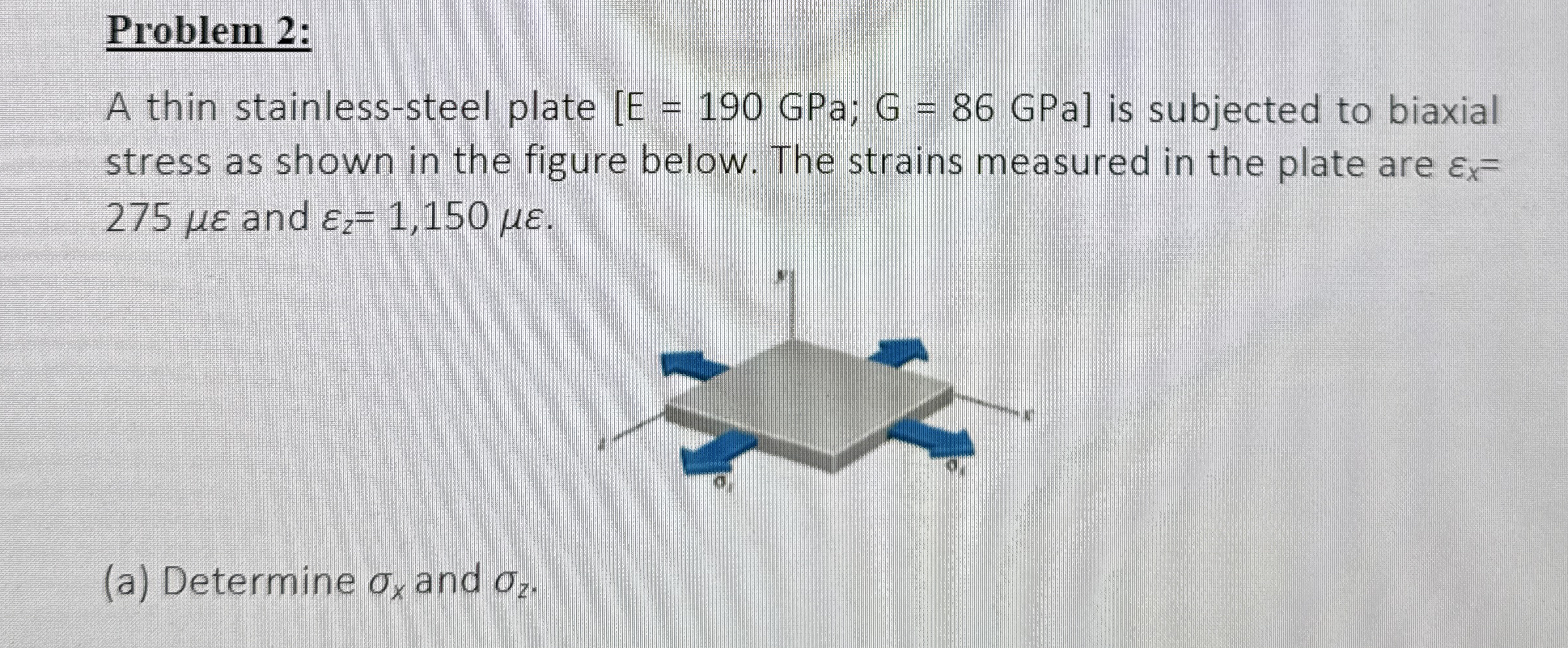 Problem 2 : A thin stainless - steel plate [ E =