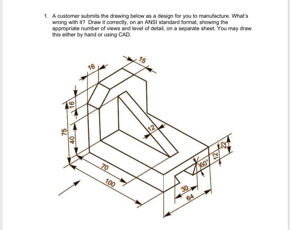 A customer submits the drawing below as a design