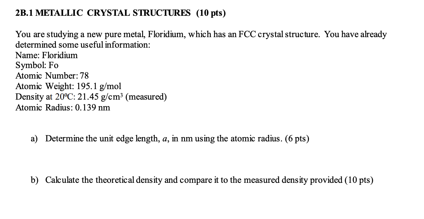 a ) Determine the unit edge length, a , in nm