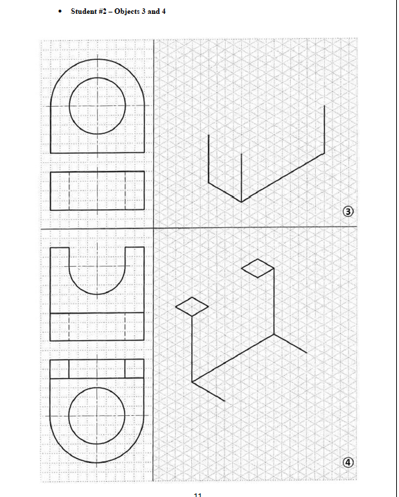 Sketch the Isometric view of each object using