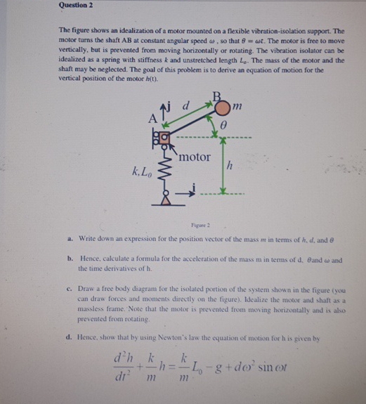 Question 2 The figure shows an idealization of a