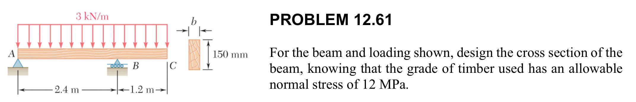 PROBLEM 1 2 . 6 1 For the beam and loading shown,