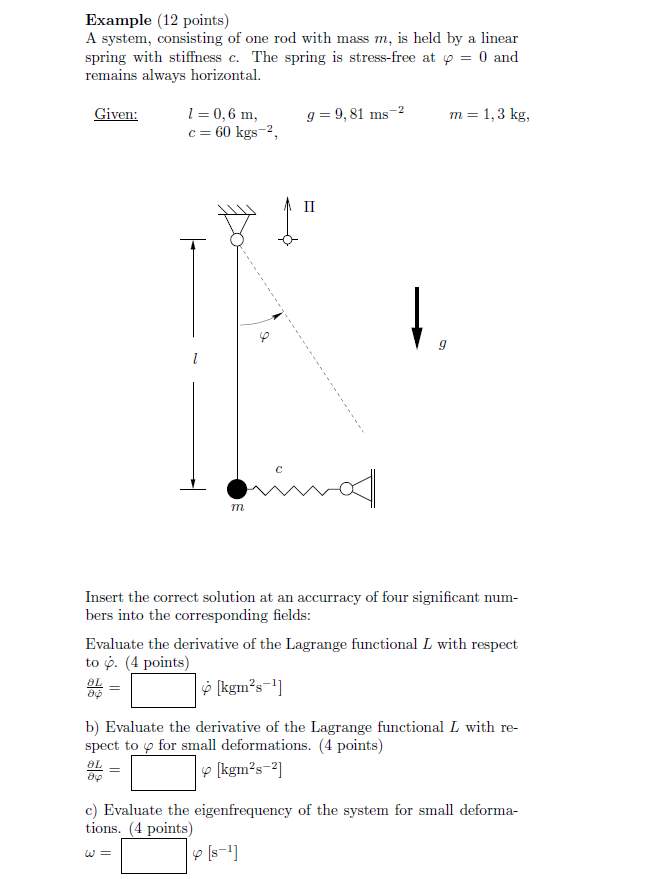 Example ( 1 2 points ) A system, consisting of