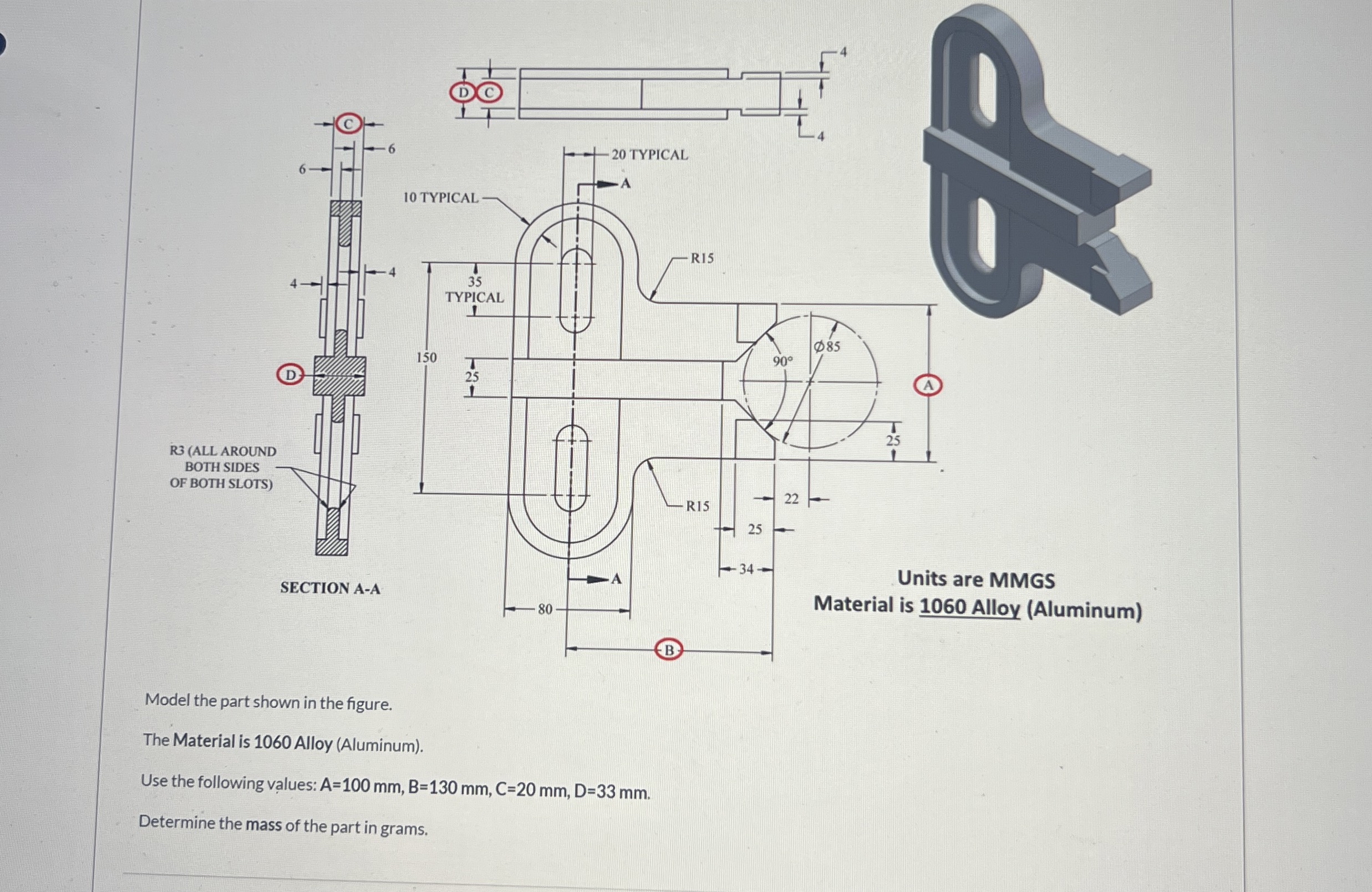 SECTION A - A Units are MMGS Material is 1 0 6 0