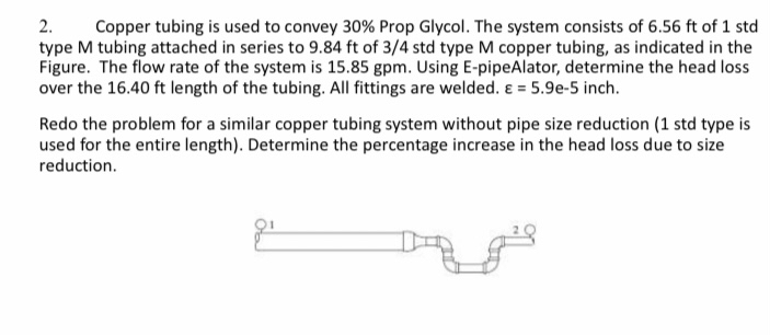 Copper tubing is used to convey 3 0 % Prop