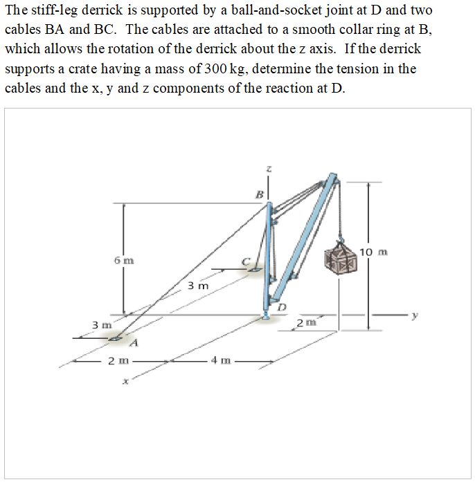 The stiff - leg derrick is supported by a ball -