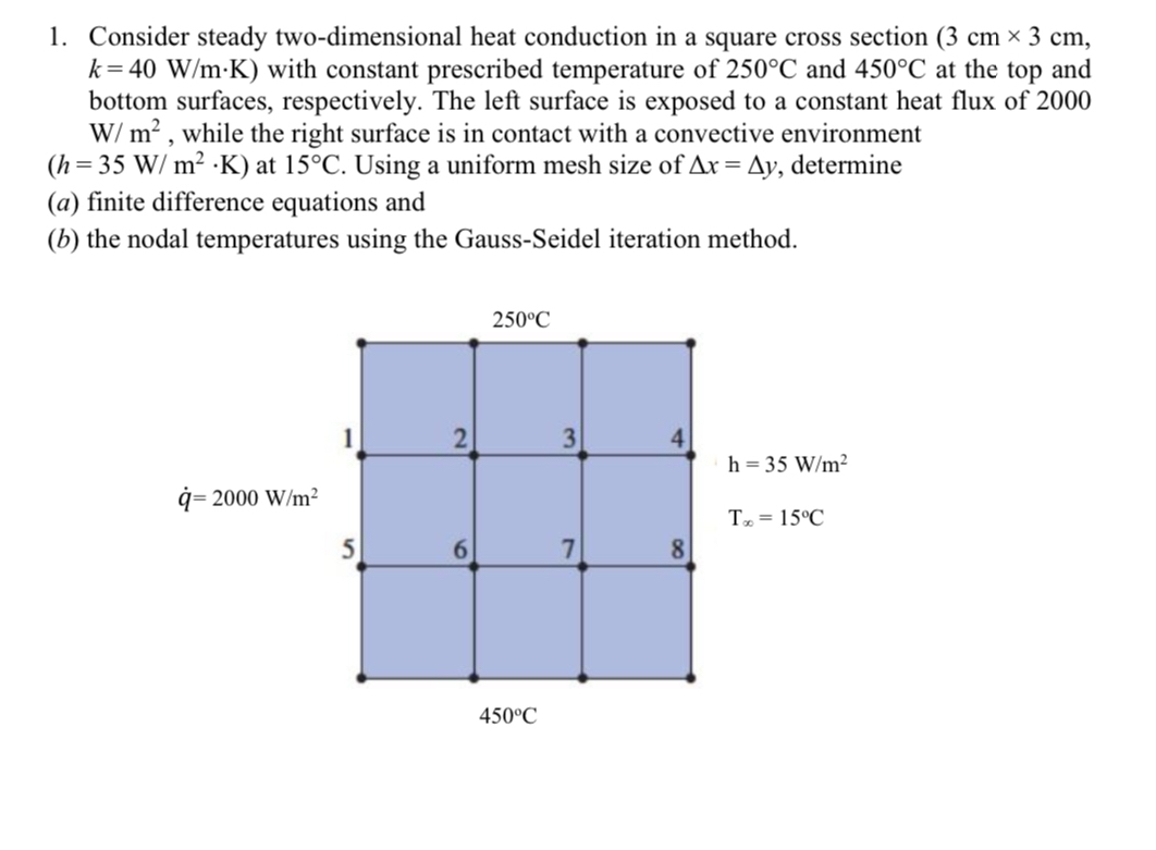 Consider steady two - dimensional heat conduction