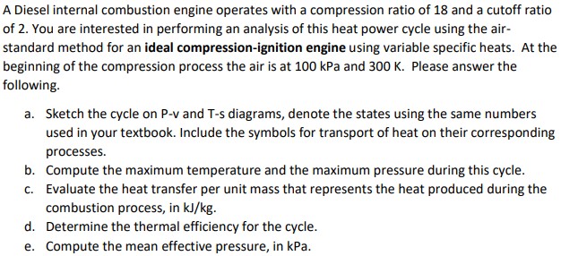 A Diesel internal combustion engine operates with