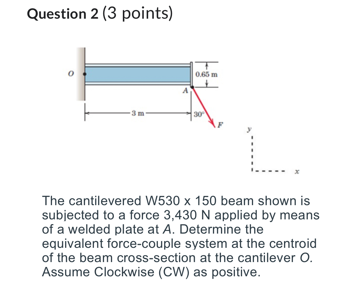 Question 2 ( 3 points ) The cantilevered W 5 3 0