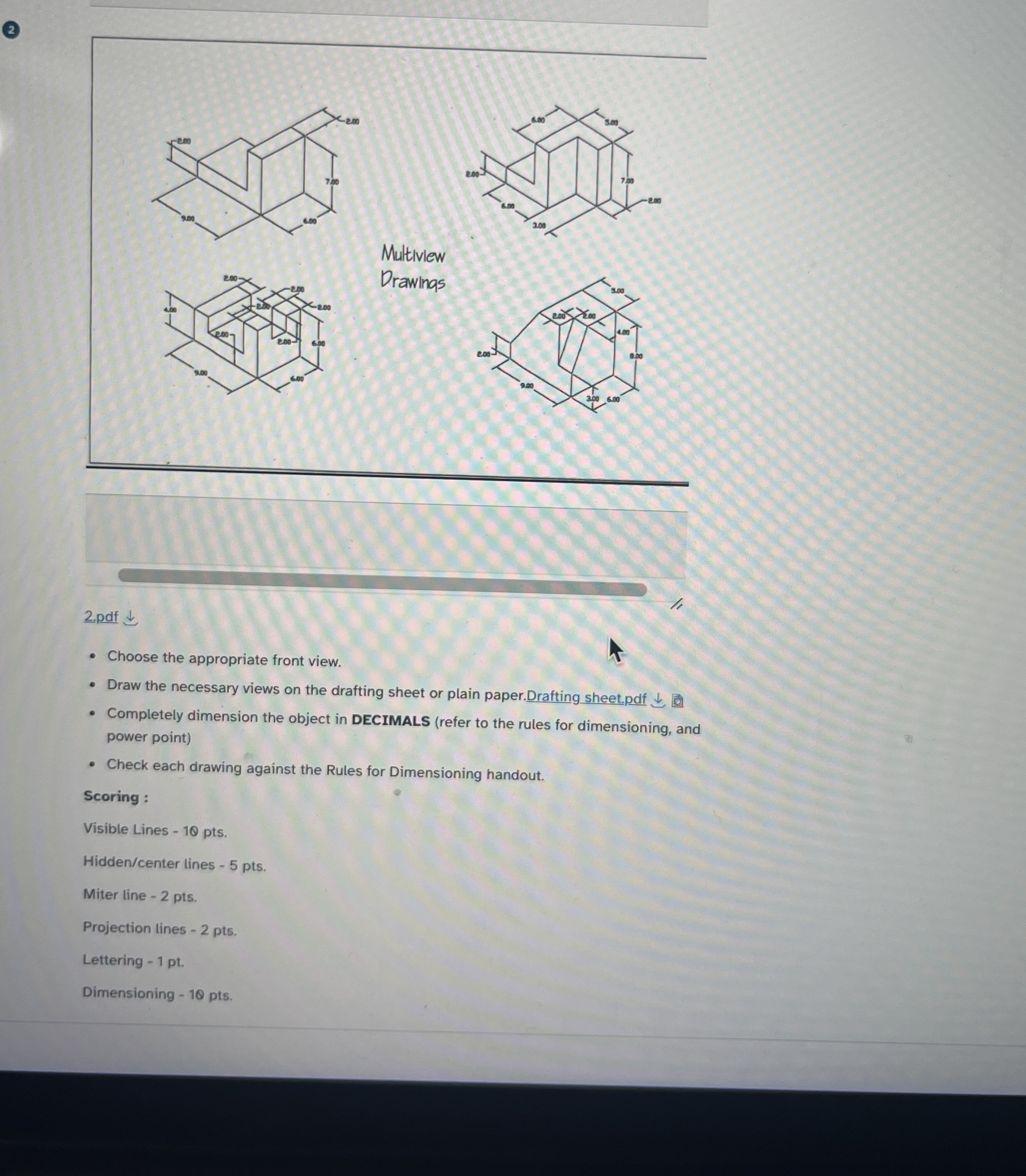 ( 2 ) Multiview Drawings 2 . pdf Choose the