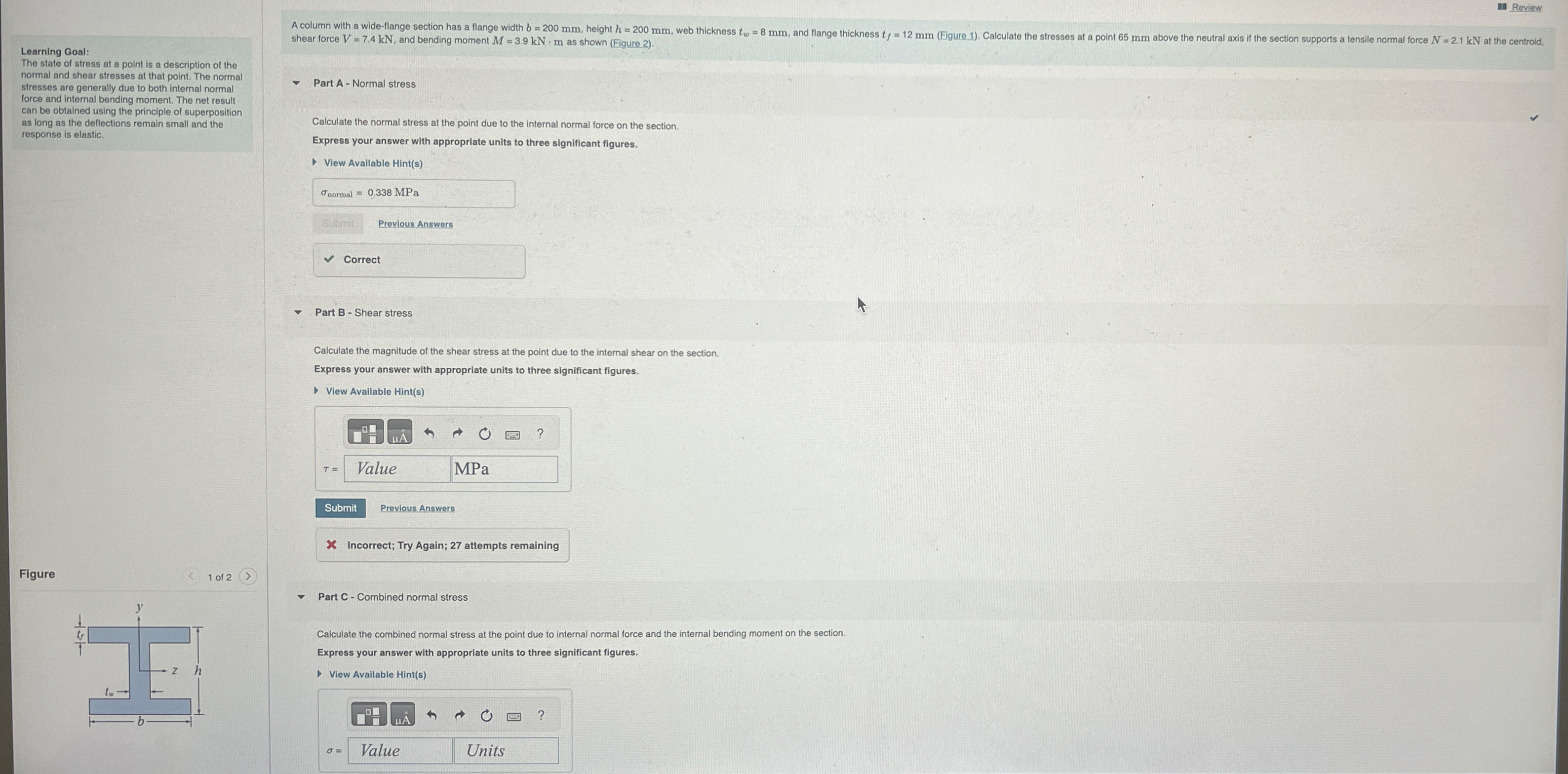 Review Learning Goal The state of stress at a