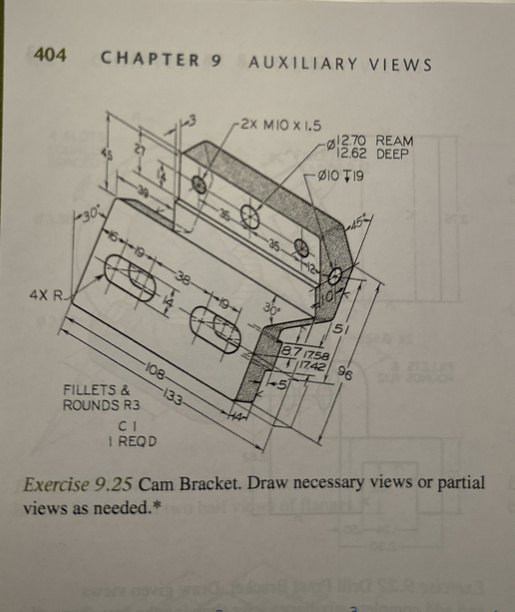 Exercise 9 . 2 5 Cam Bracket. Show step by steps
