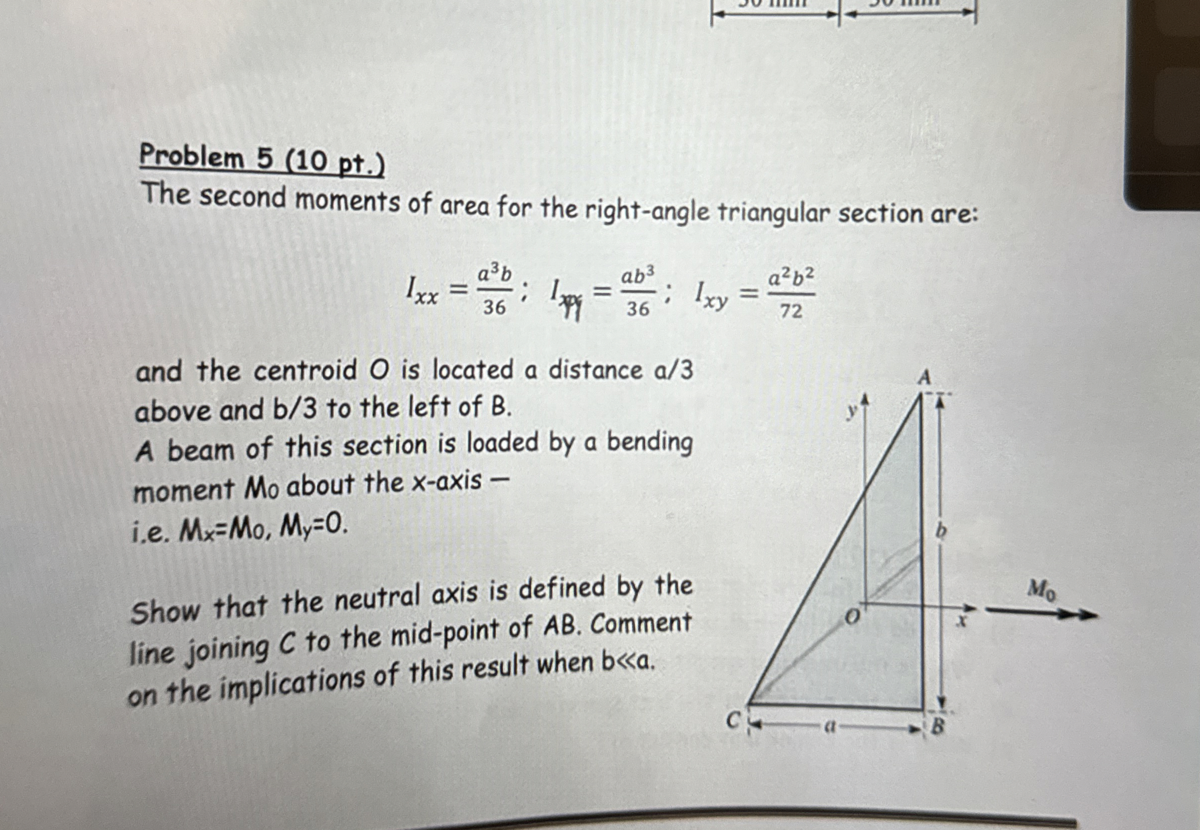 Problem 5 ( 1 0 pt . ) The second moments of area