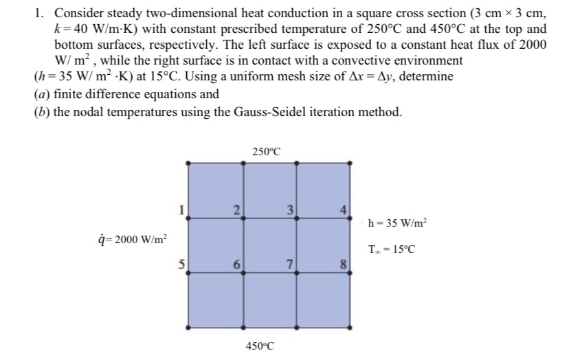 Consider steady two - dimensional heat conduction