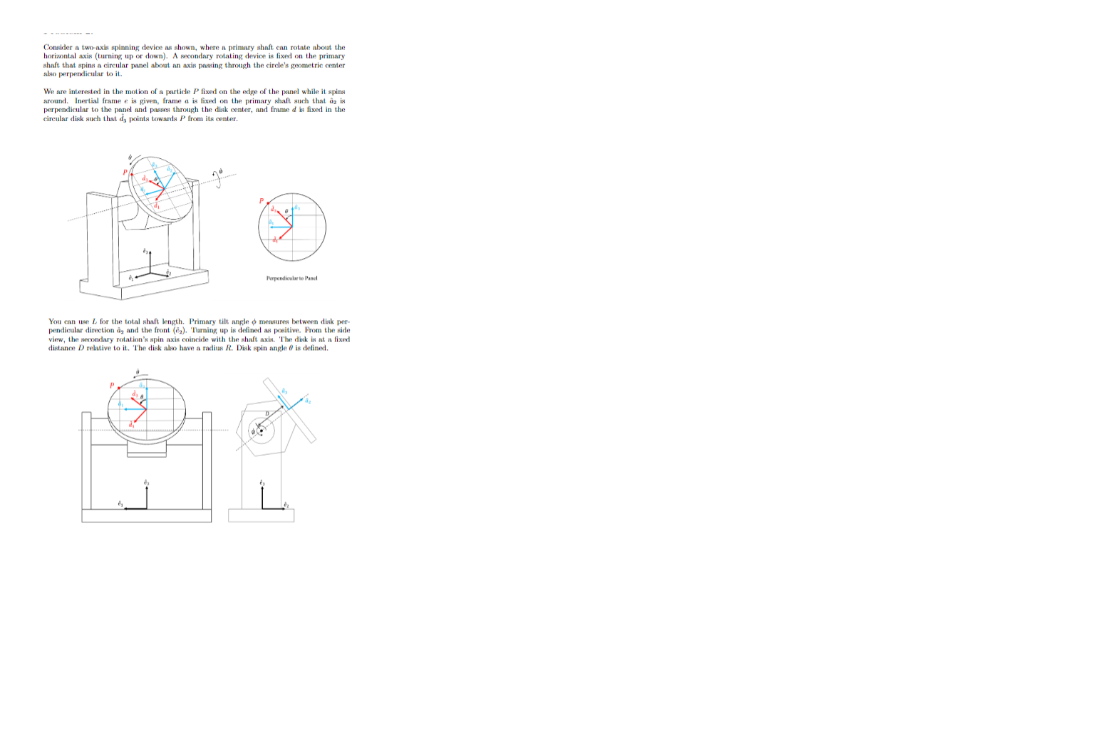 Consider a two - axis spinning device as shown,