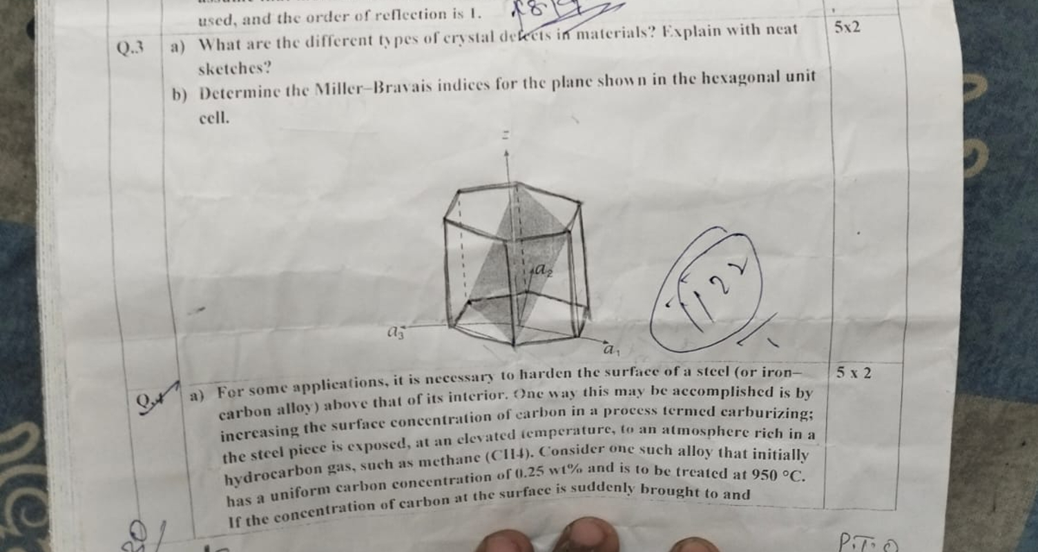 used, and the order of reflection is 1 . Q . 3 a