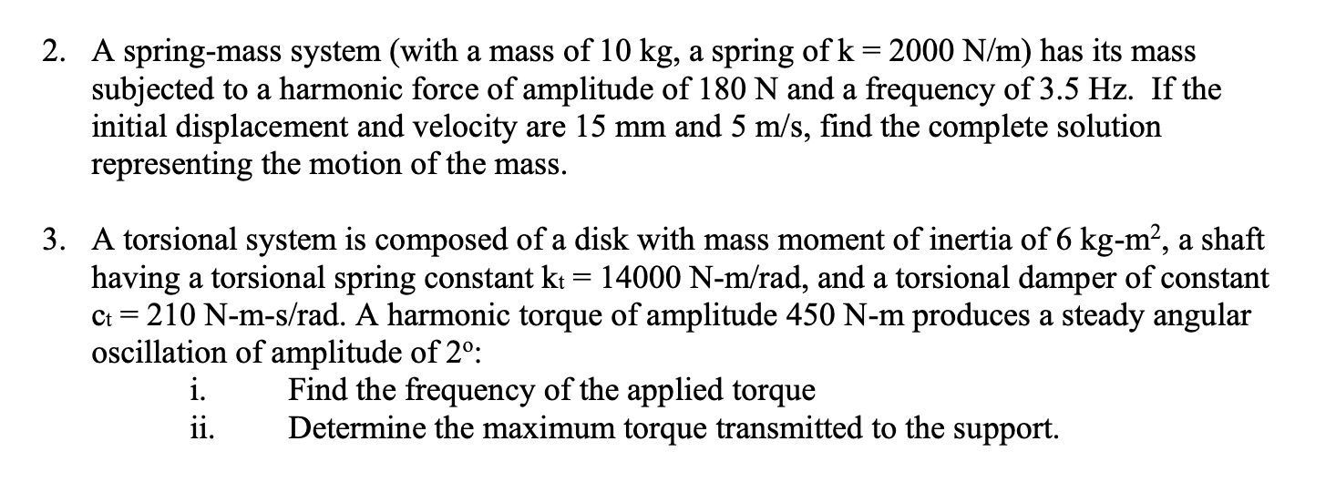 1 . A spring - mass system ( with a mass of 1 0