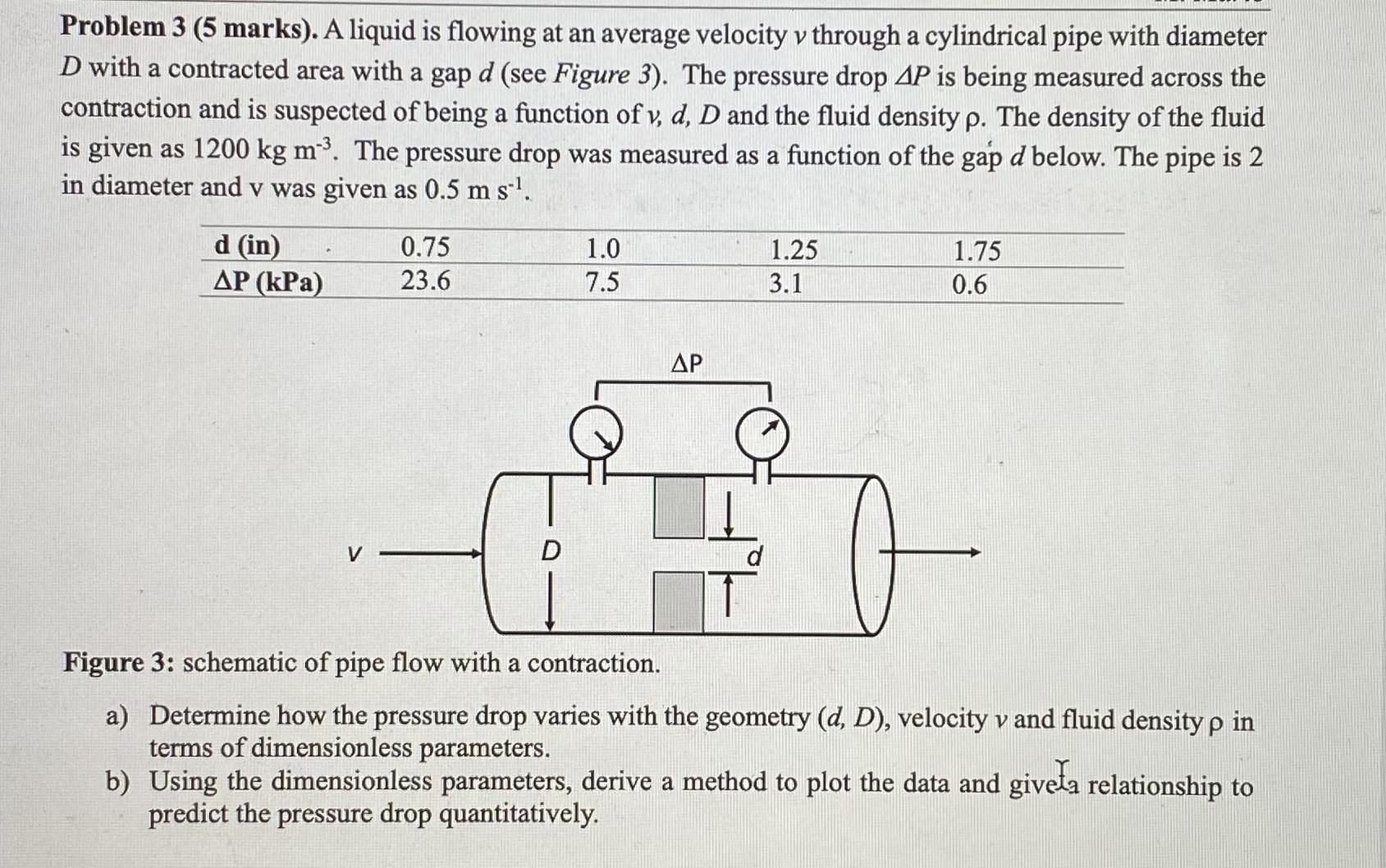 Problem 3 ( 5 marks ) . A liquid is flowing at an