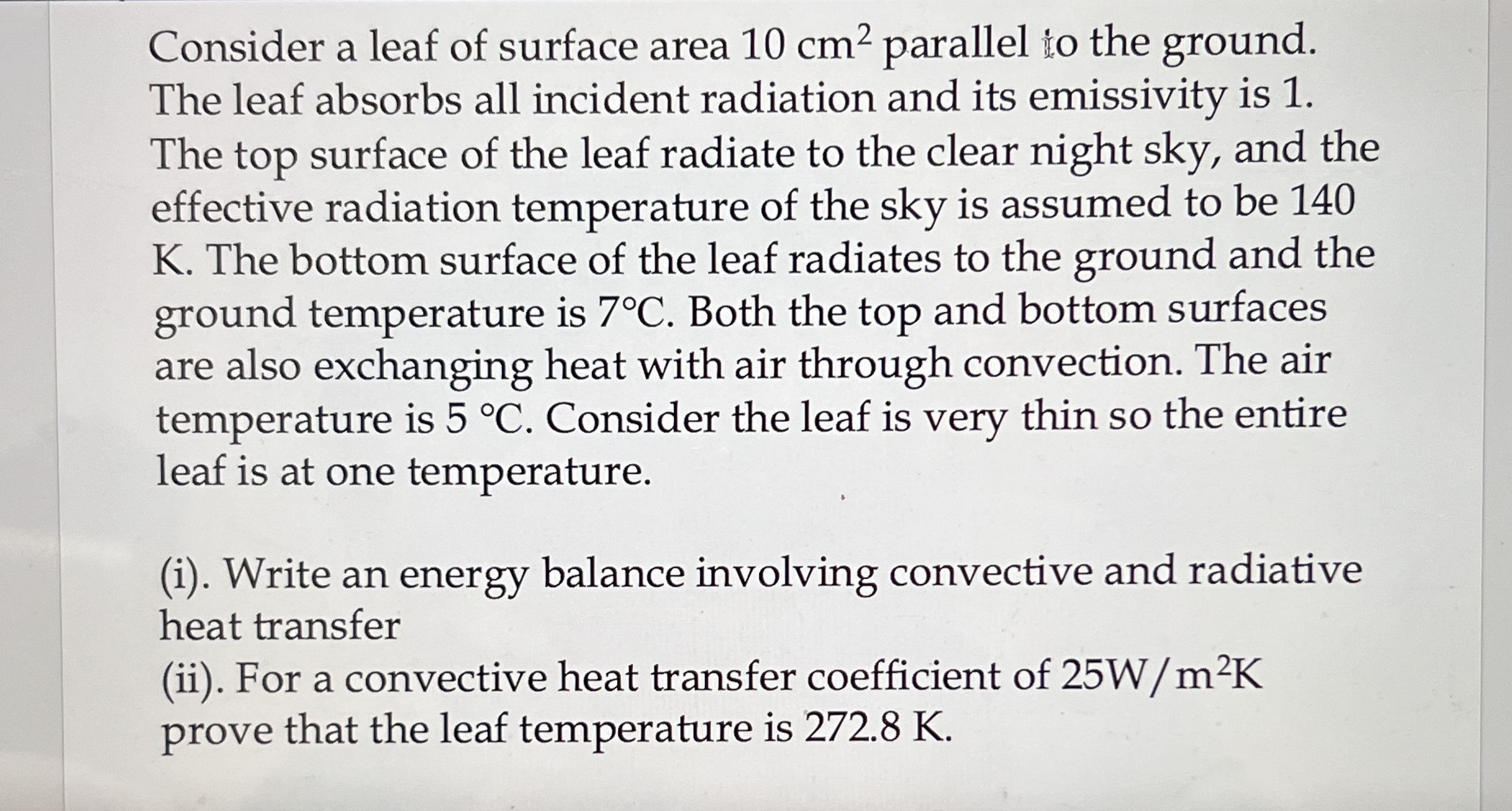 Consider a leaf of surface area 1 0 c m 2