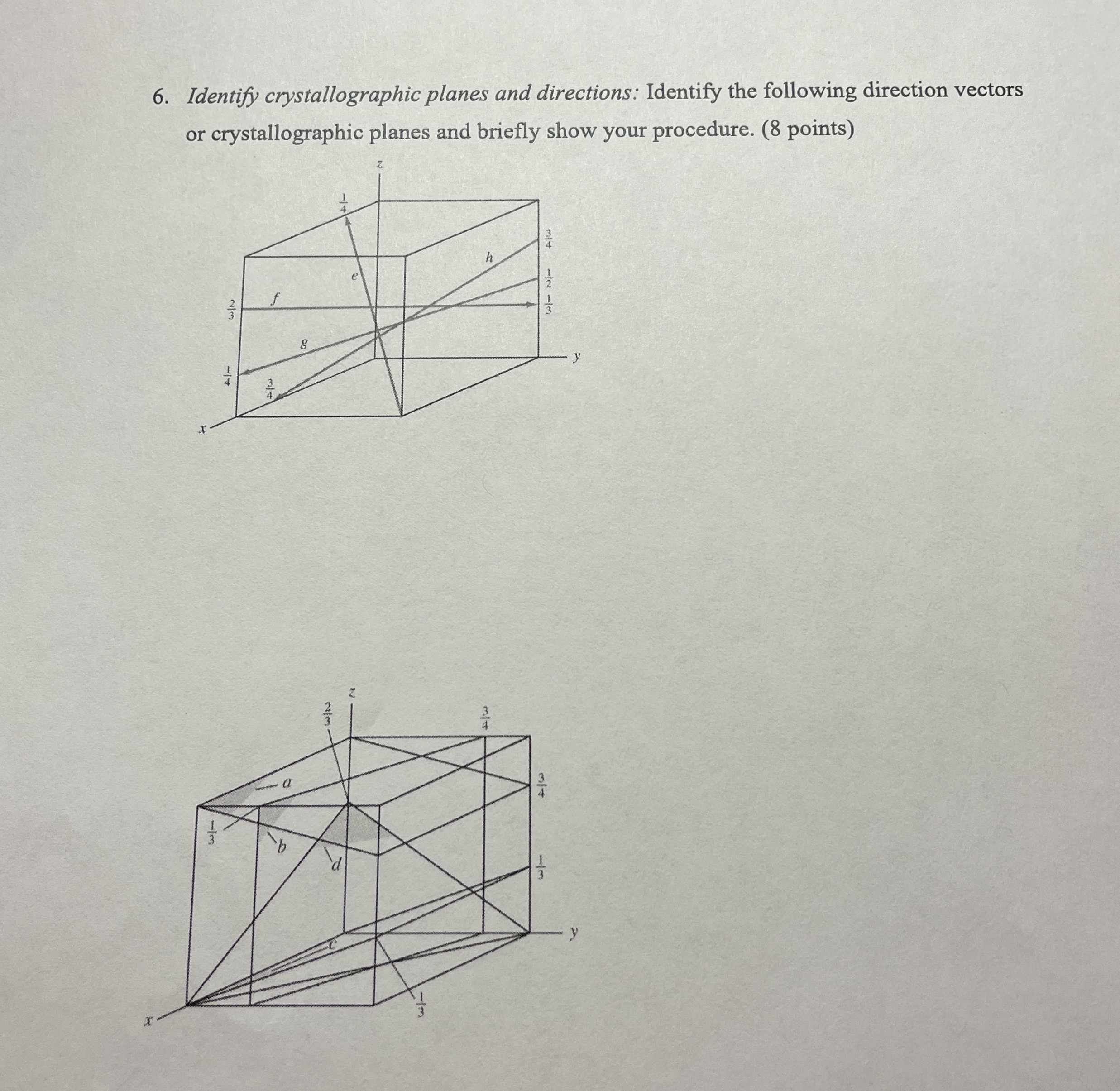 Identify crystallographic planes and directions: