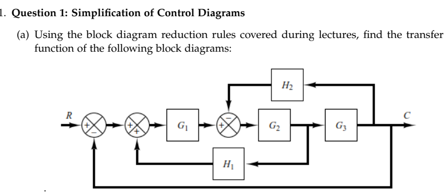 Question 1 : Simplification of Control Diagrams (