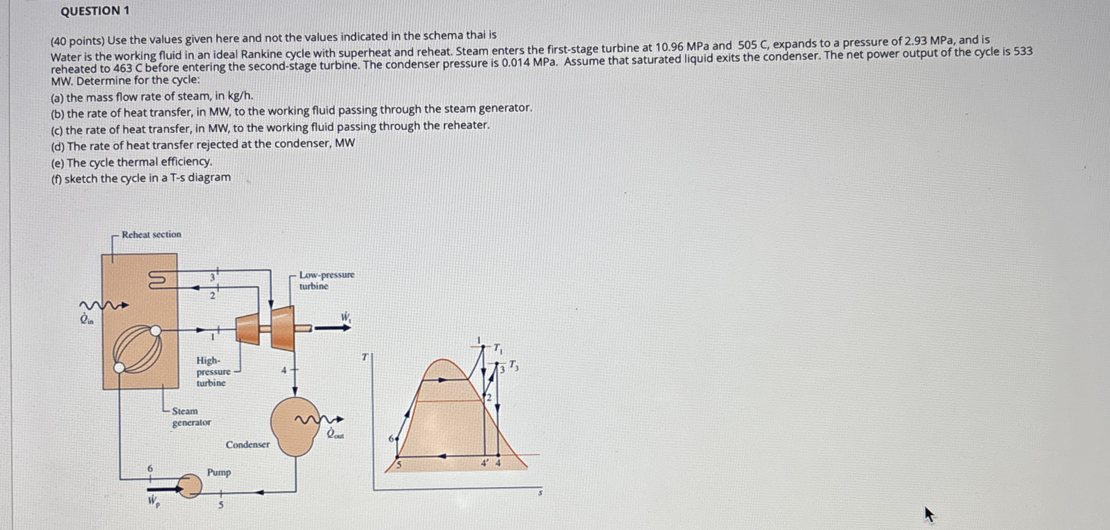 QUESTION 1 ( 4 0 points ) Use the values given