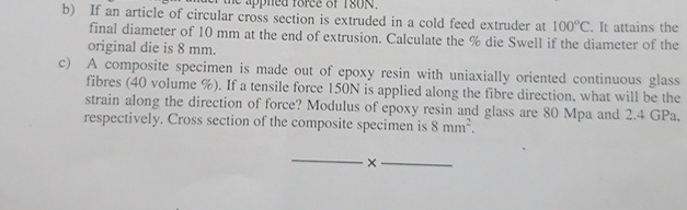 b ) If an article of circular cross section is
