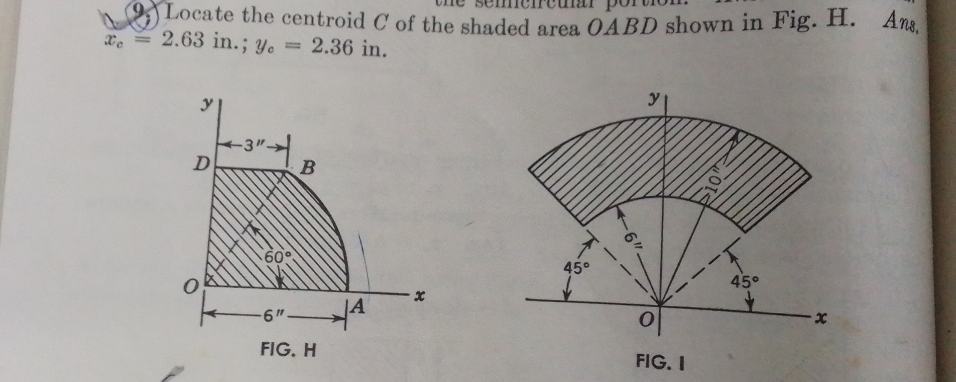 Locate the centroid C of the shaded area OABD