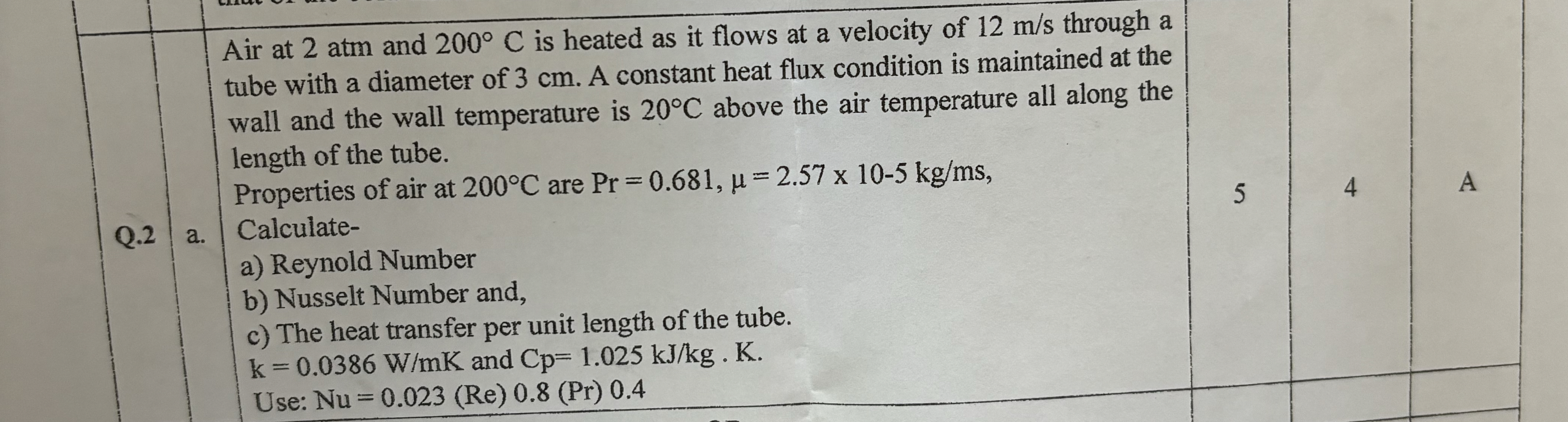 The LMTD of a counter flow heat exchanger is 2 0
