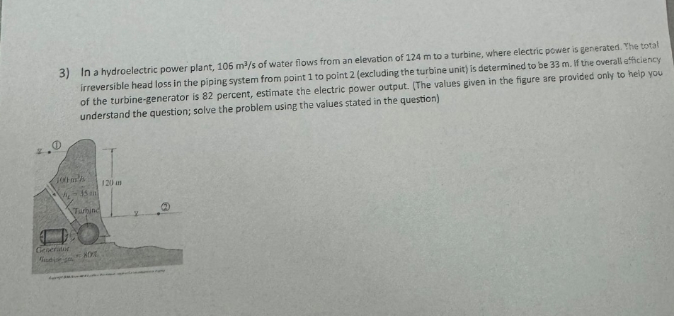 In a hydroelectric power plant, 1 0 6 m 3 s of