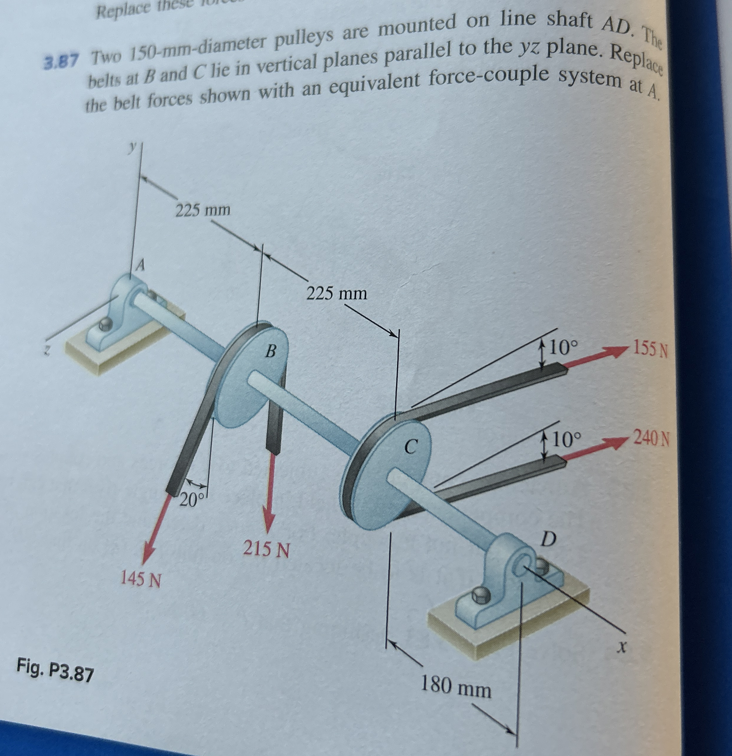 3 . 8 7 Two 1 5 0 - m m - diameter pulleys are