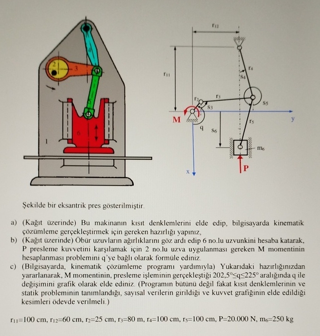 Sekilde bir eksantrik pres g sterilmi tir . a ) (
