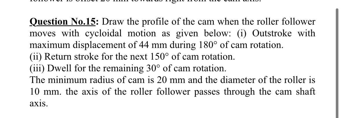 Question No . 1 5 : Draw the profile of the cam