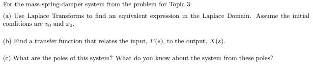 For the mass - spring - damper system from the