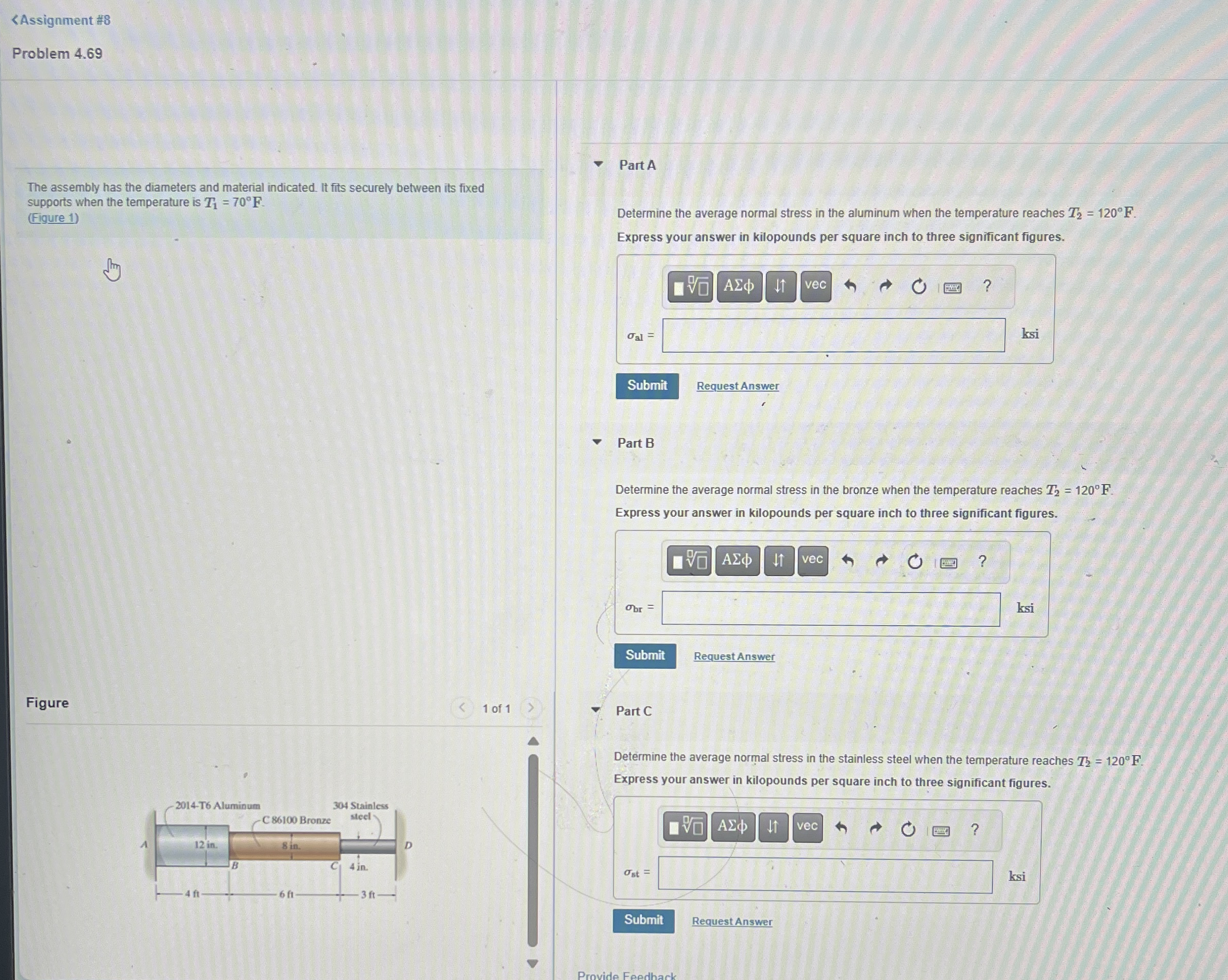 Problem 4 . 6 9 The assembly has the diameters