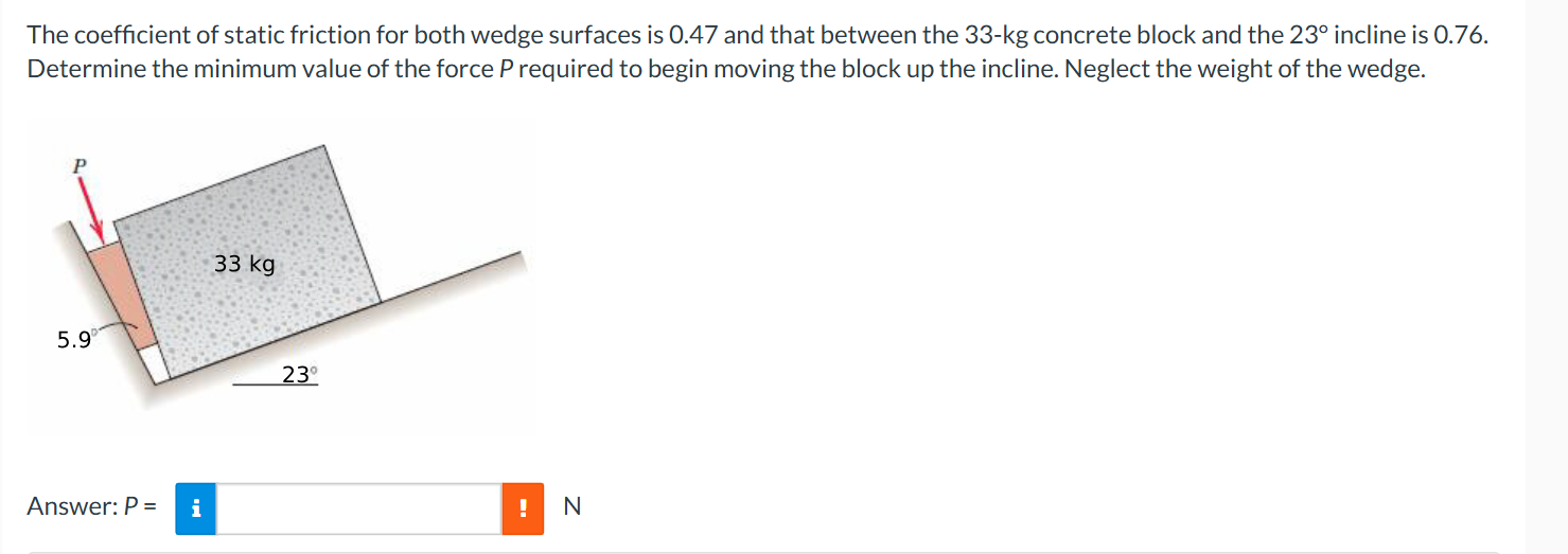 The coefficient of static friction for both wedge