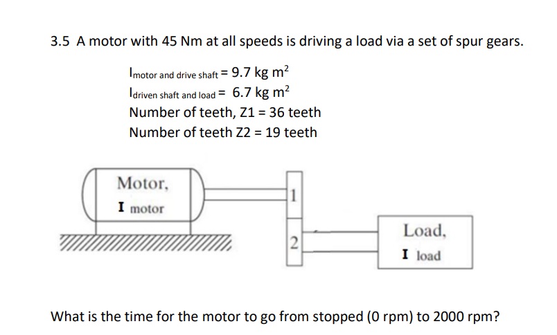 3 . 5 A motor with 4 5 Nm at all speeds is