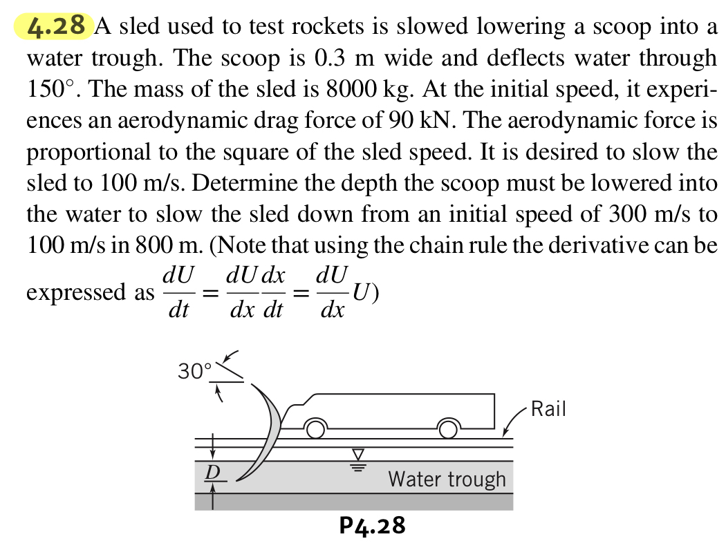 4 . 2 8 A sled used to test rockets is slowed