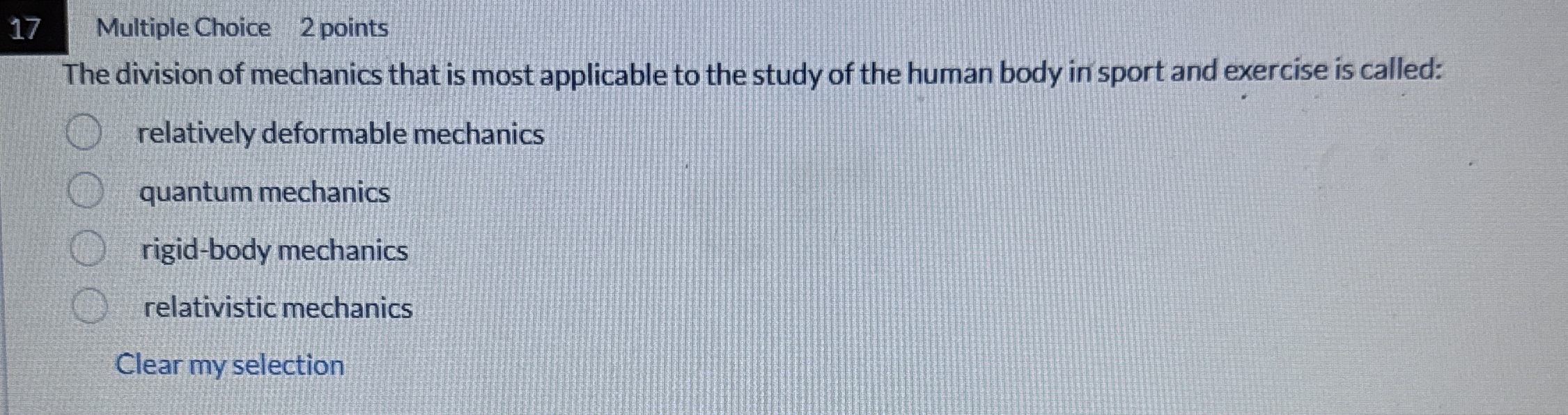 1 7 Multiple Choice 2 points The division of