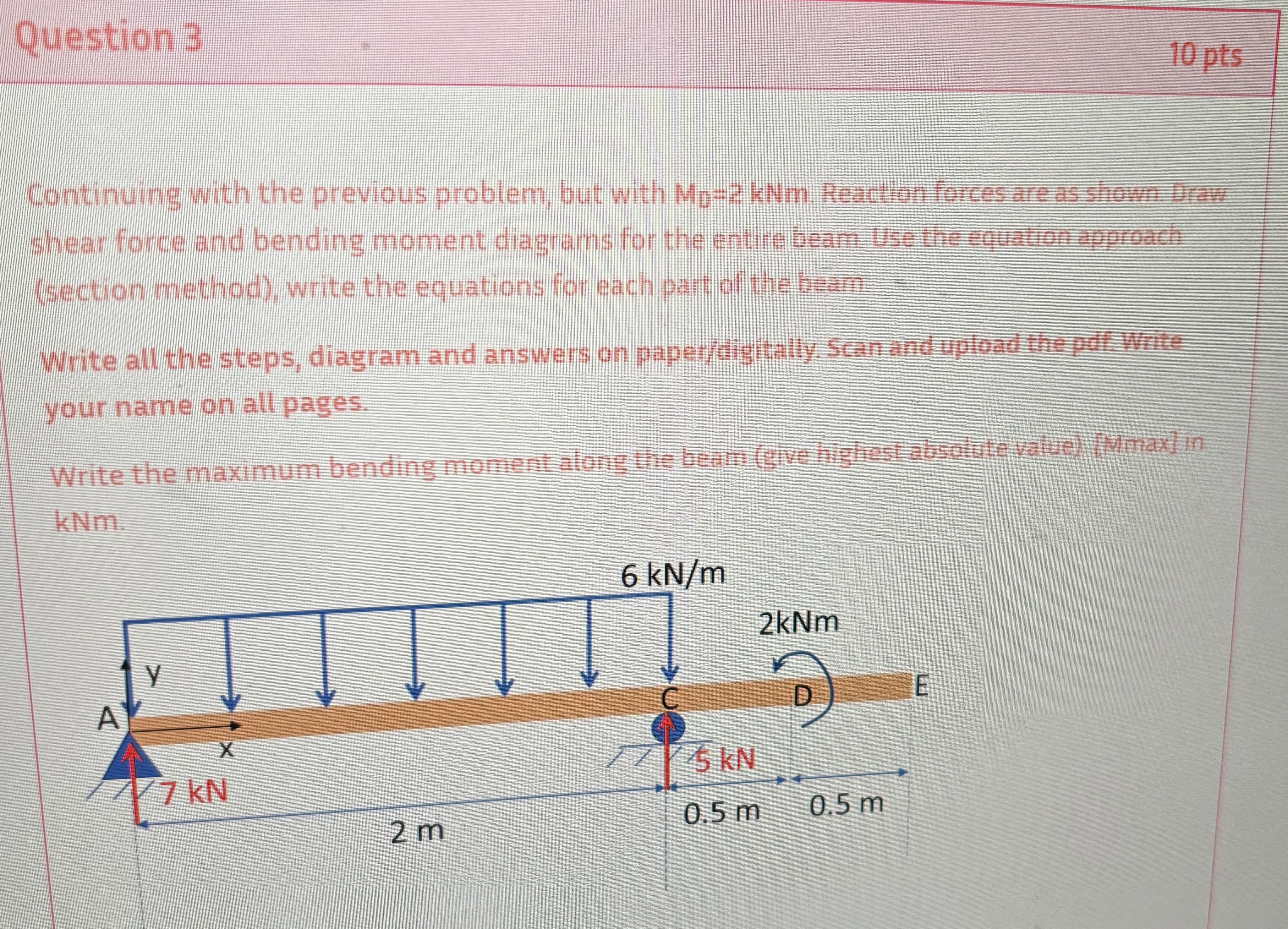 Question 3 1 0 pts Continuing with the previous