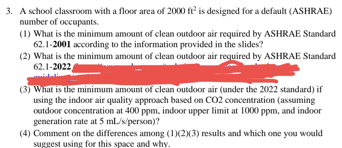 A school classroom with a floor area of 2 0 0 0 f