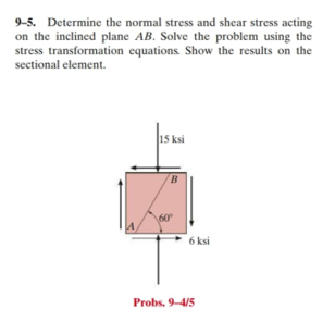 9 - 5 . Determine the normal stress and shear