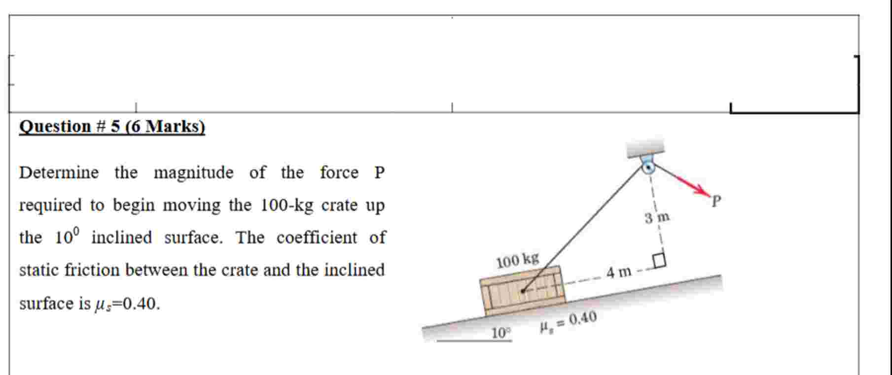 Determine the magnitude of the force P required