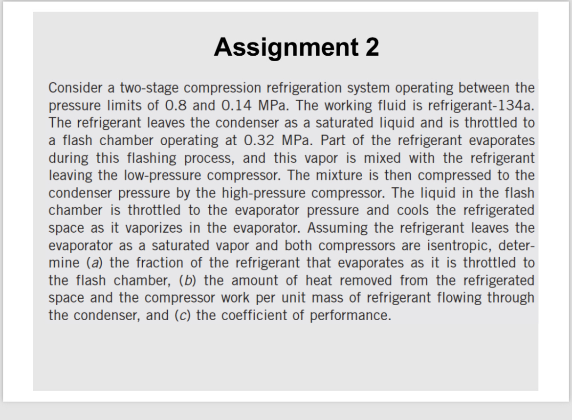 Assignment 2 Consider a two - stage compression