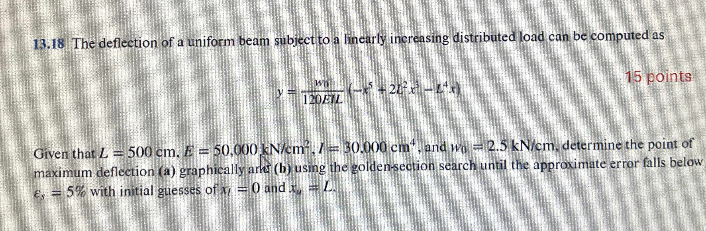 1 3 . 1 8 The deflection of a uniform beam